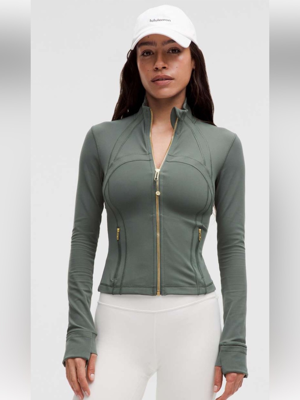 Lululemon Define Cropped Jacket 
Size 6 Brand New in Dark Forest/ Gold zipper
